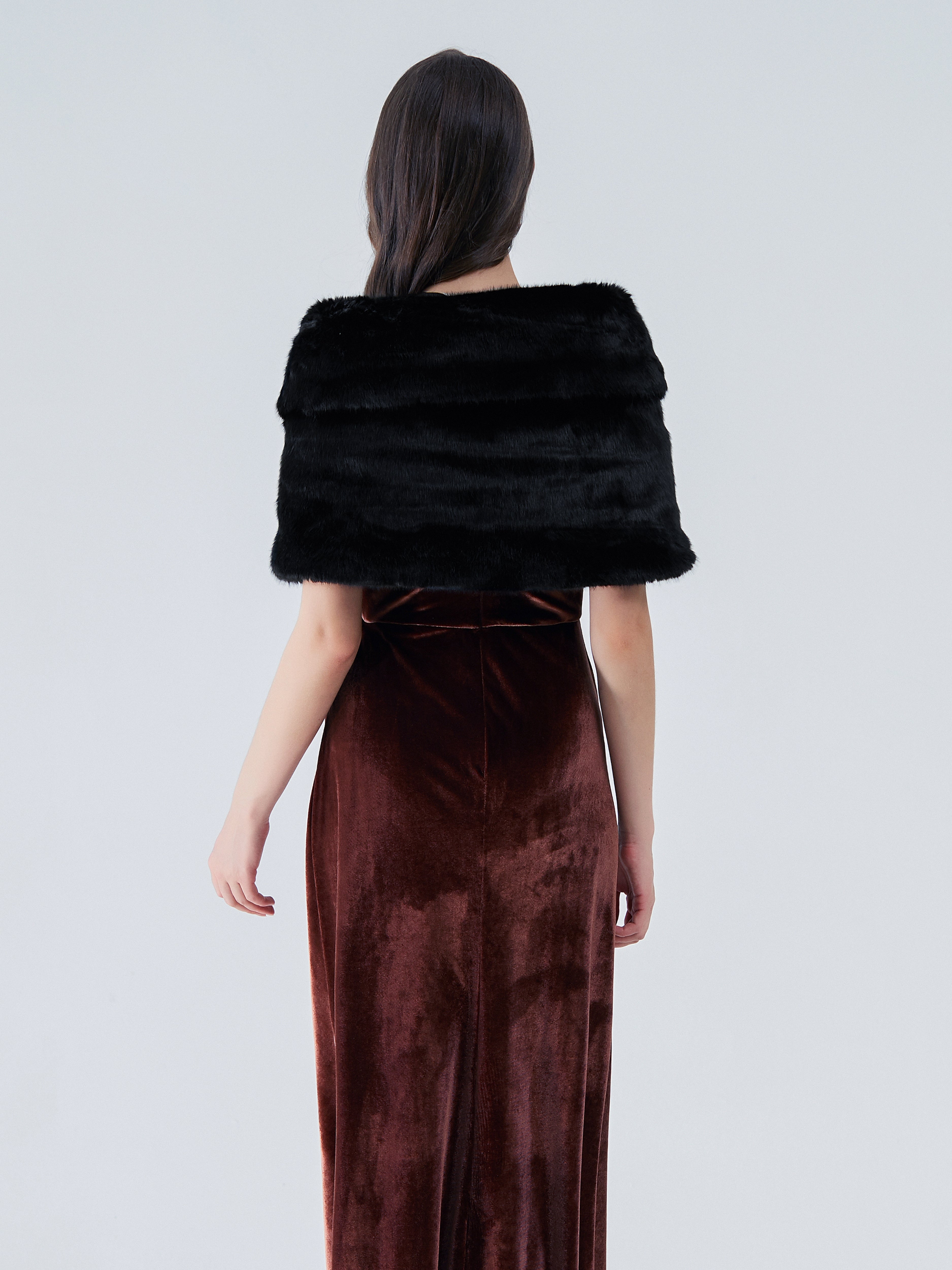 Black Faux Fur Bridal Wrap