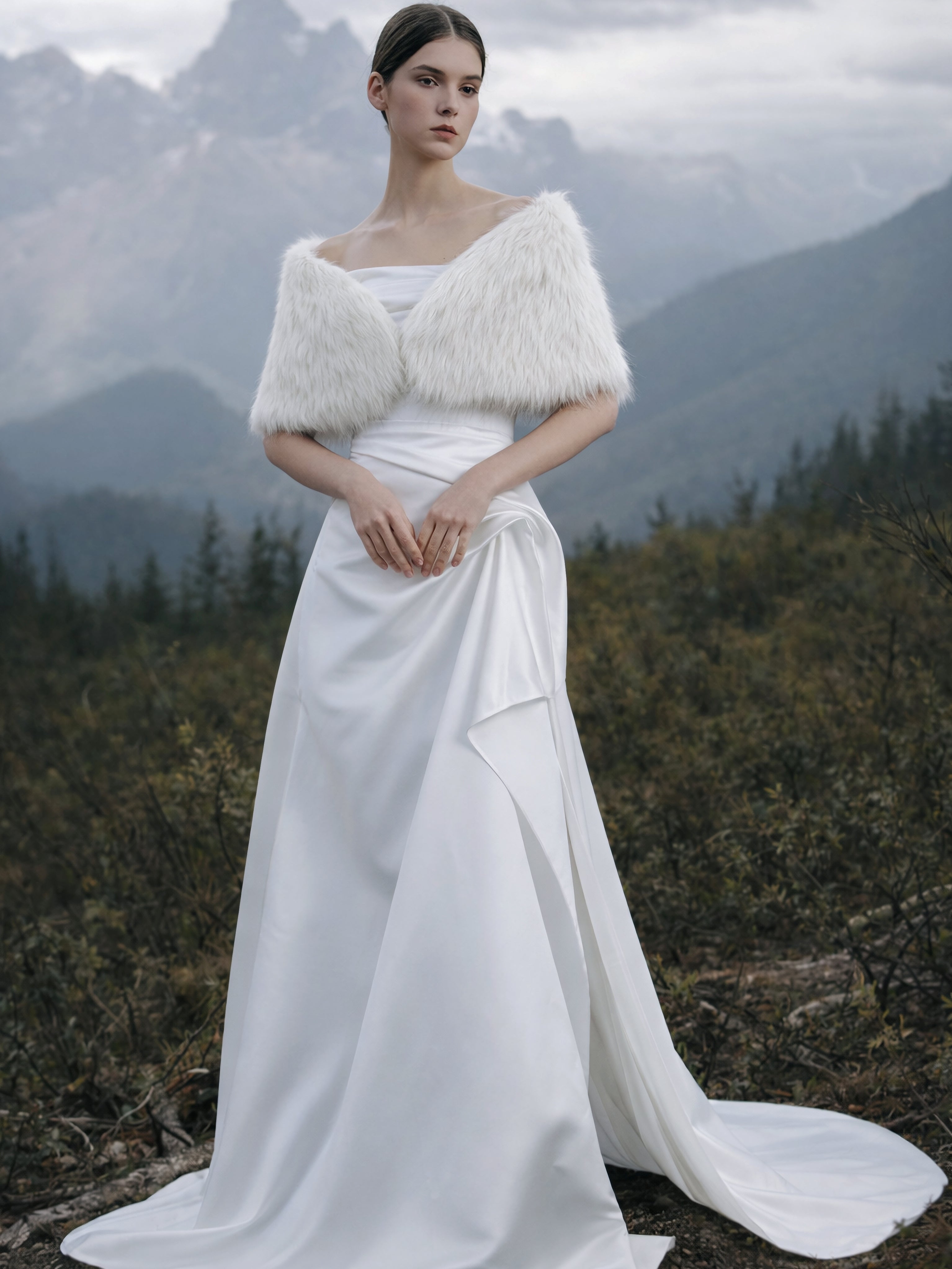 Ivory Faux Fur Bridal Wrap