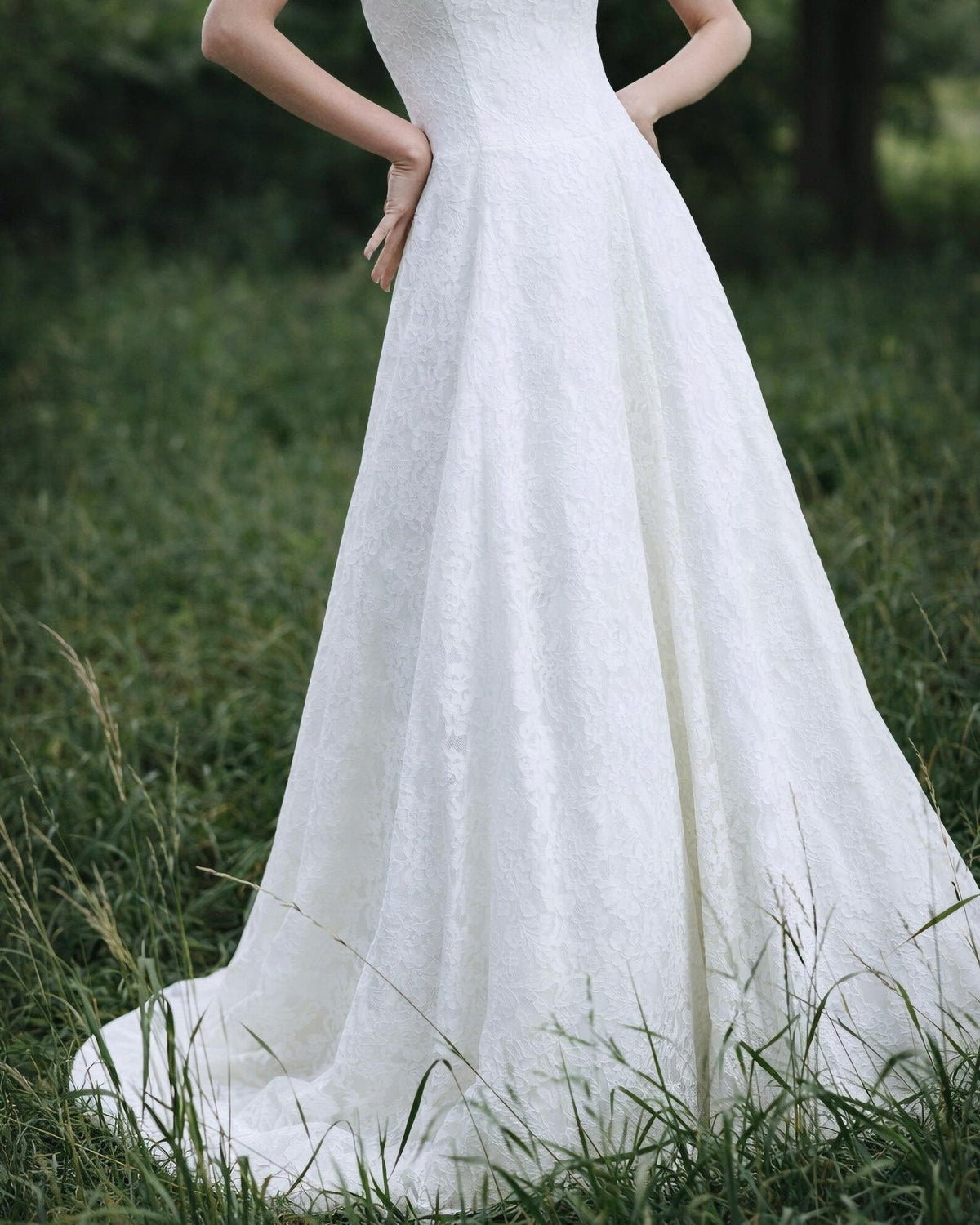 Strapless Floral Lace Wedding Dress