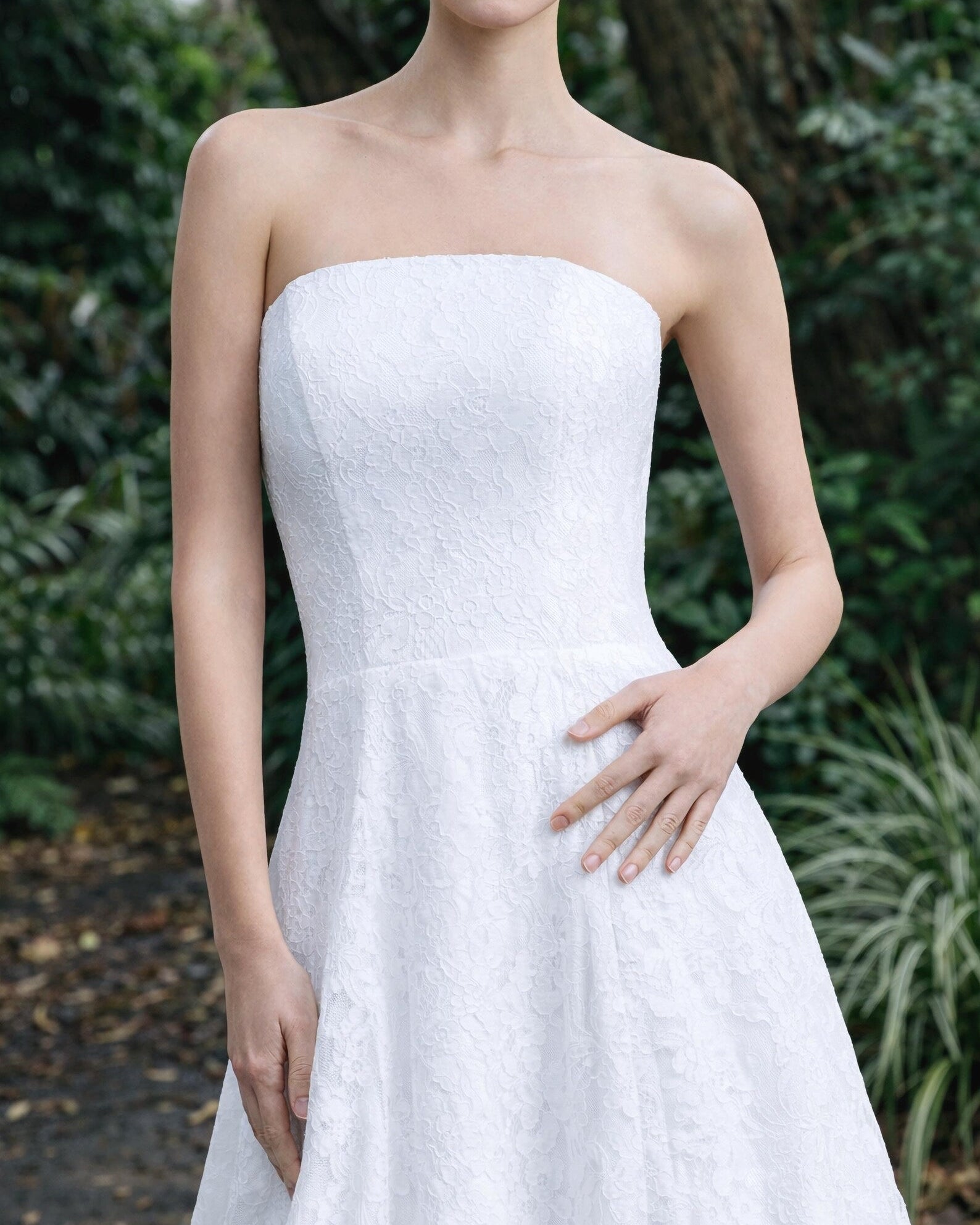 Strapless Floral Lace Wedding Dress