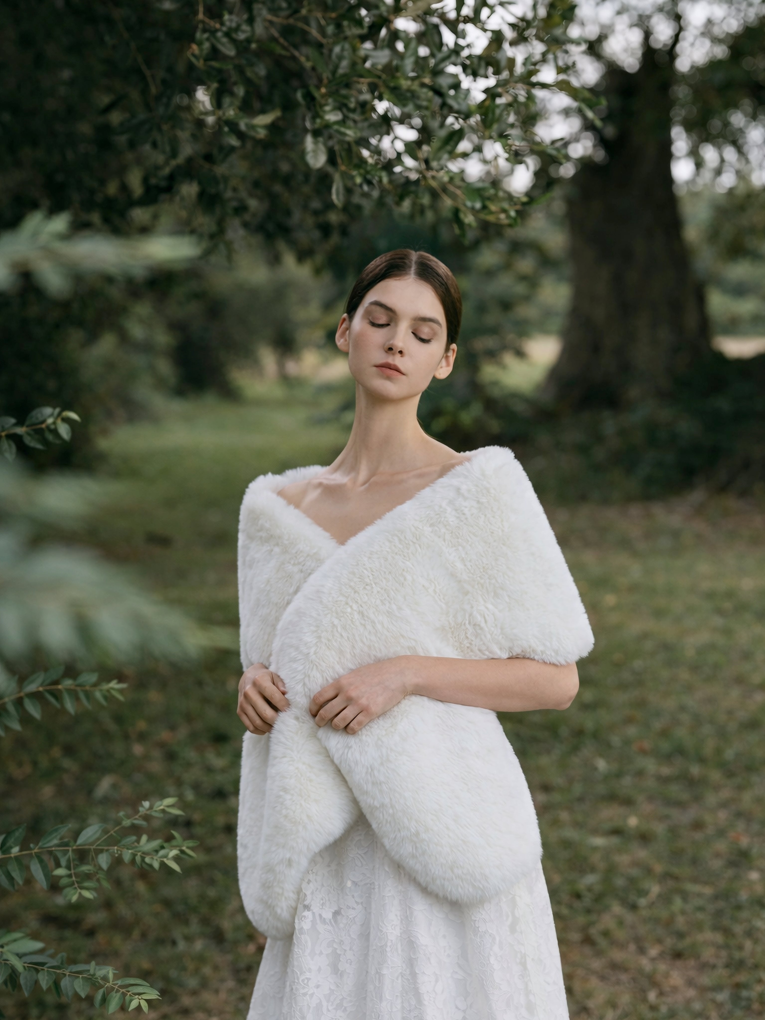 White Faux Fur Stole