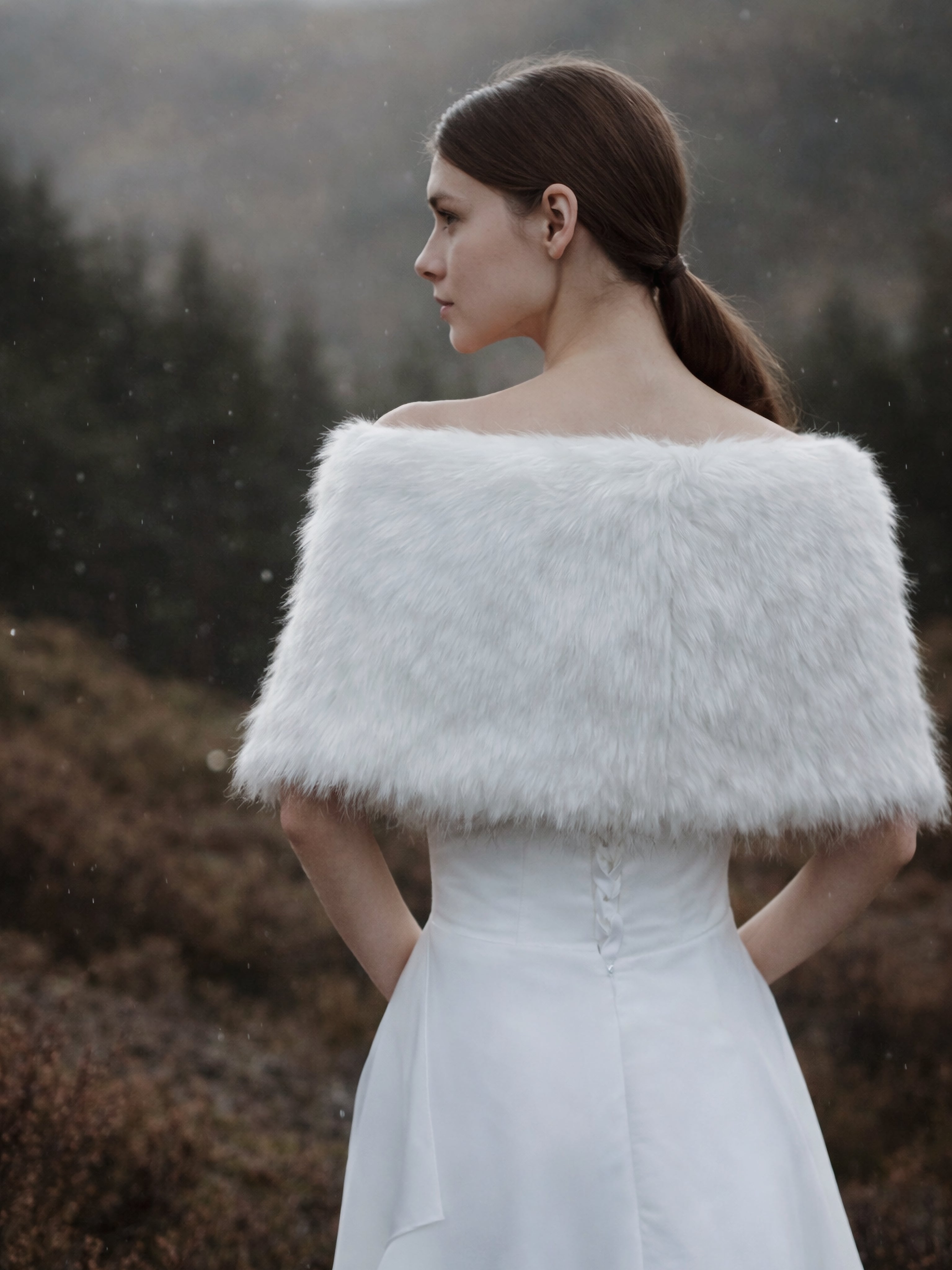 Ivory Faux Fur Bridal Wrap