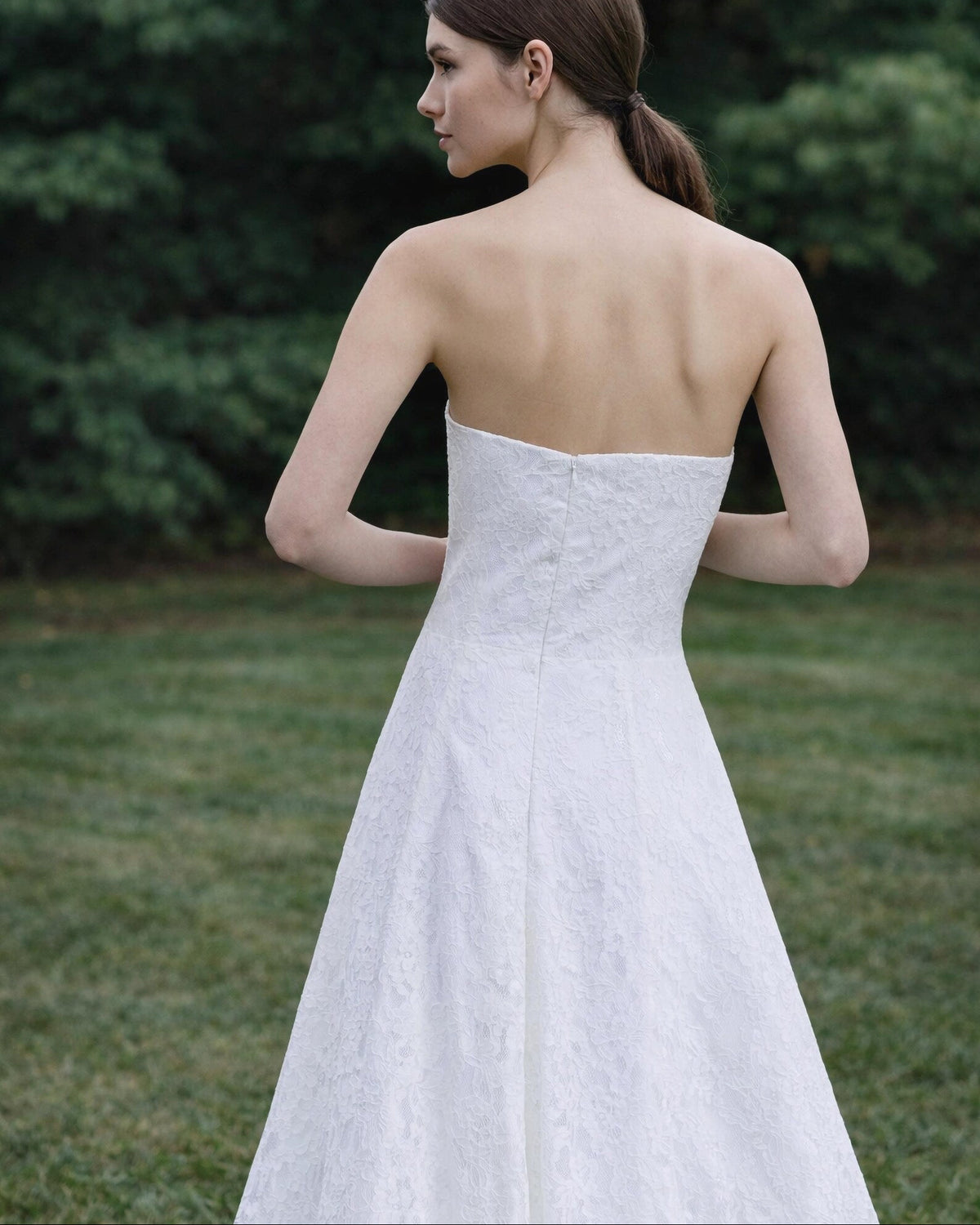 Strapless Floral Lace Wedding Dress