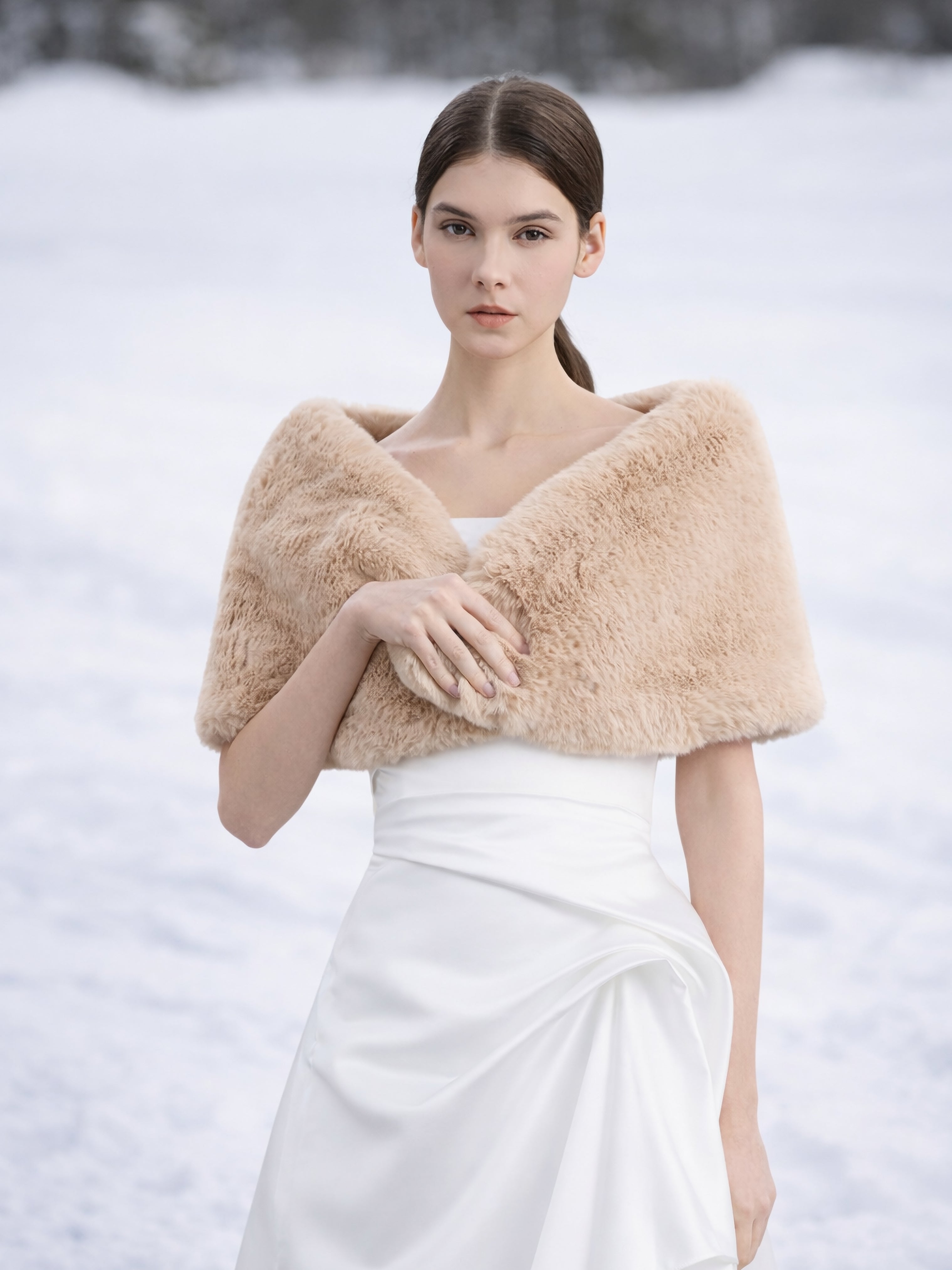 Blush Faux Fur Bridal Wrap