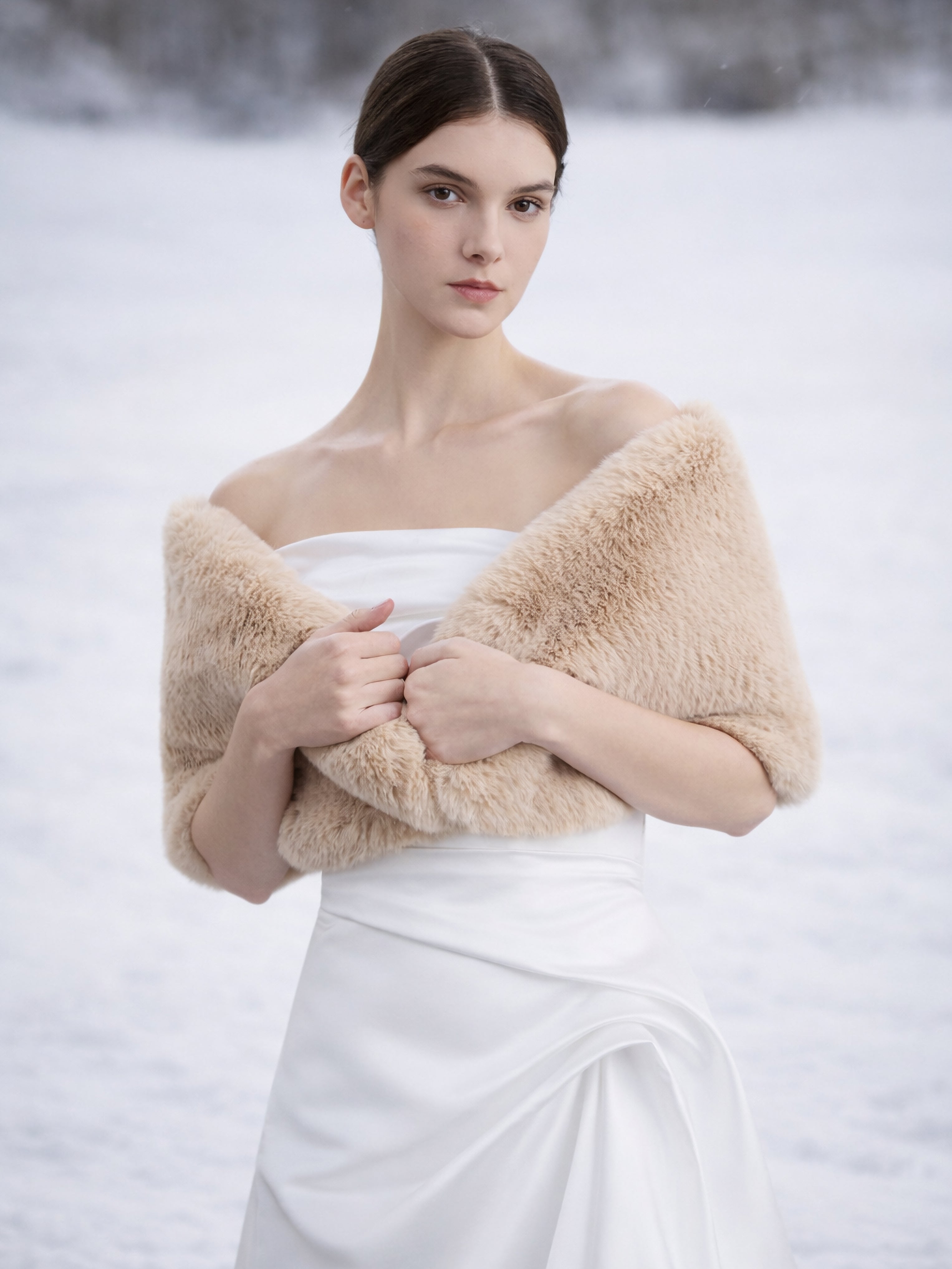 Blush Faux Fur Bridal Wrap