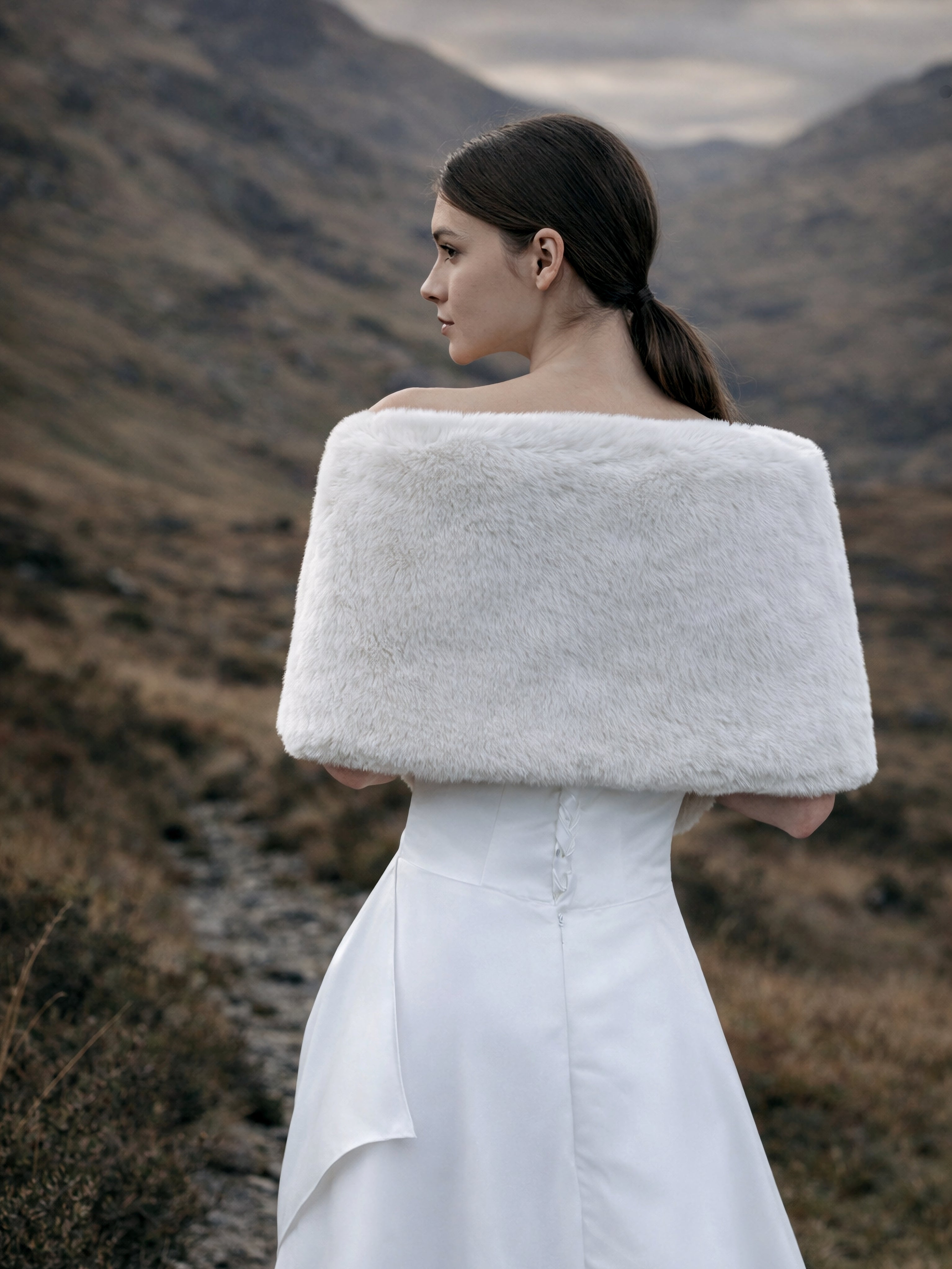 Ivory Faux Fur Bridal Wrap