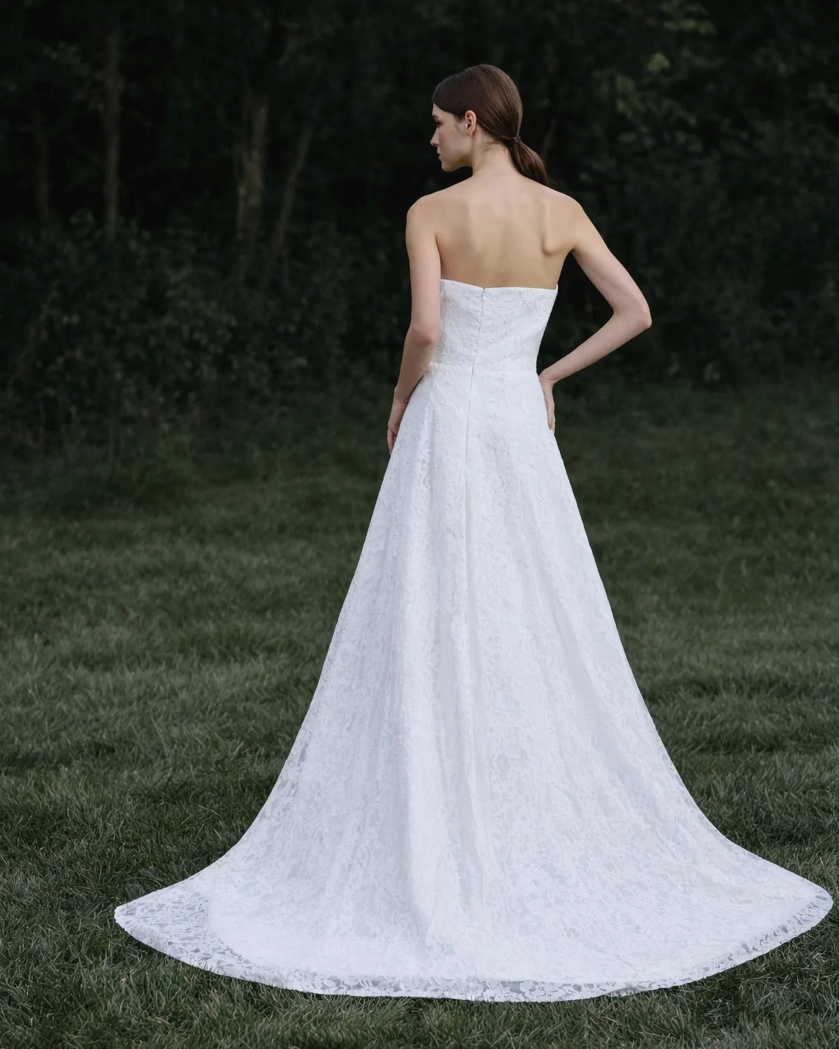 Strapless Floral Lace Wedding Dress