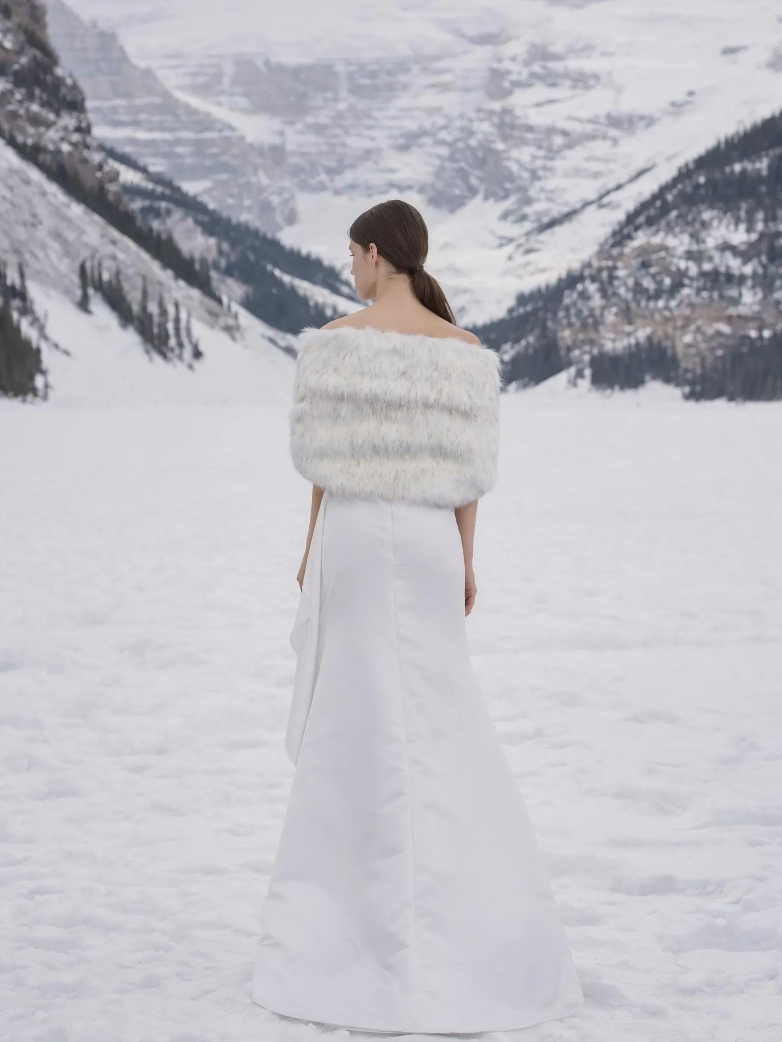 White Faux Fur Bridal Stole