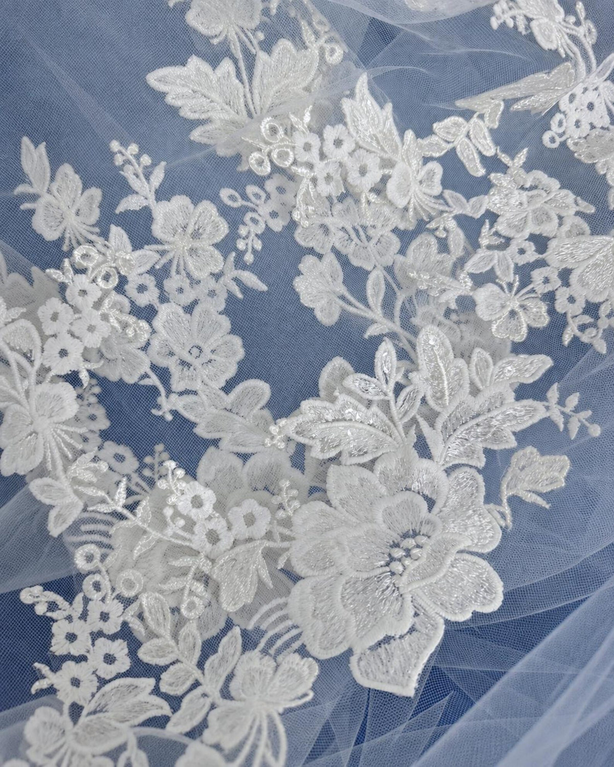 Floral Lace Wedding Veil with Blusher