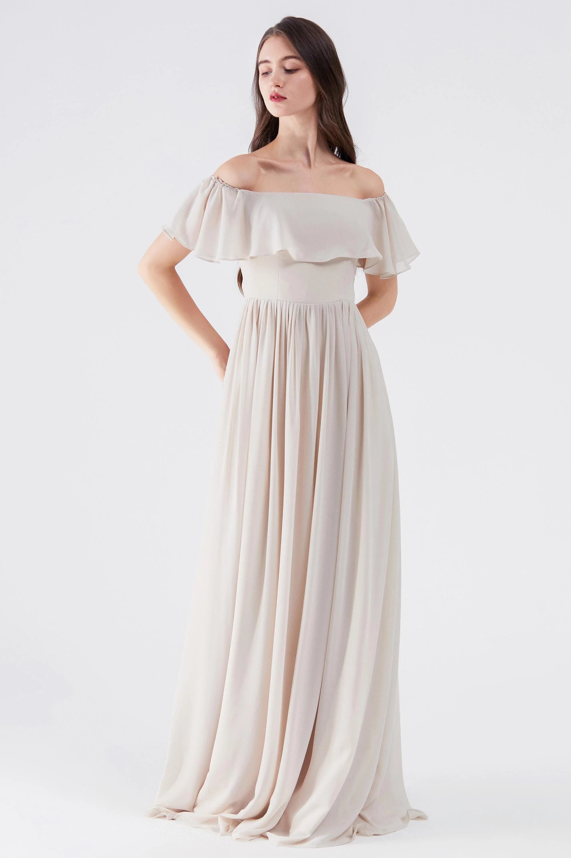 Chiffon Bridesmaid Dress Off Shoulder