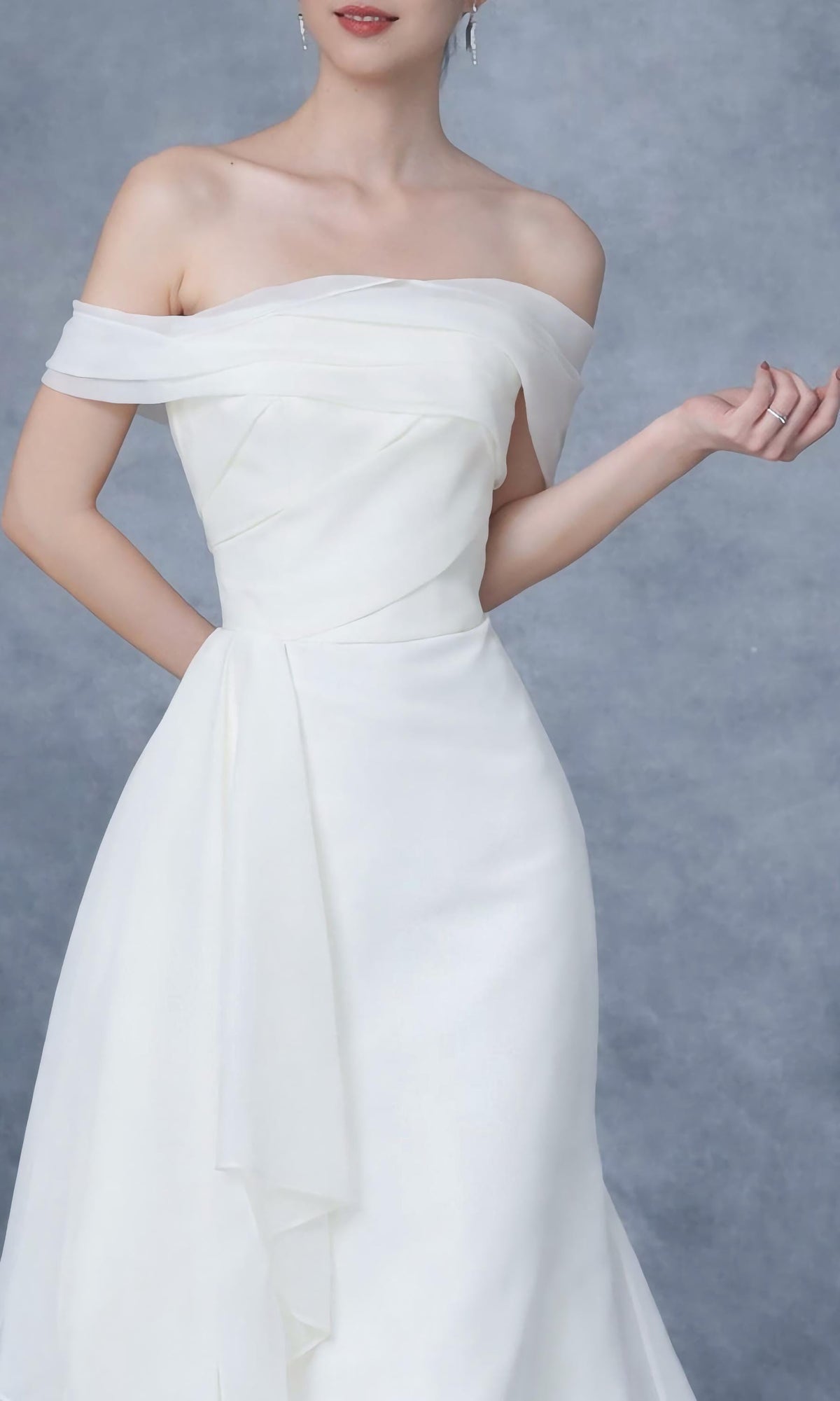 Organza Off Shoulder Elopement Dress