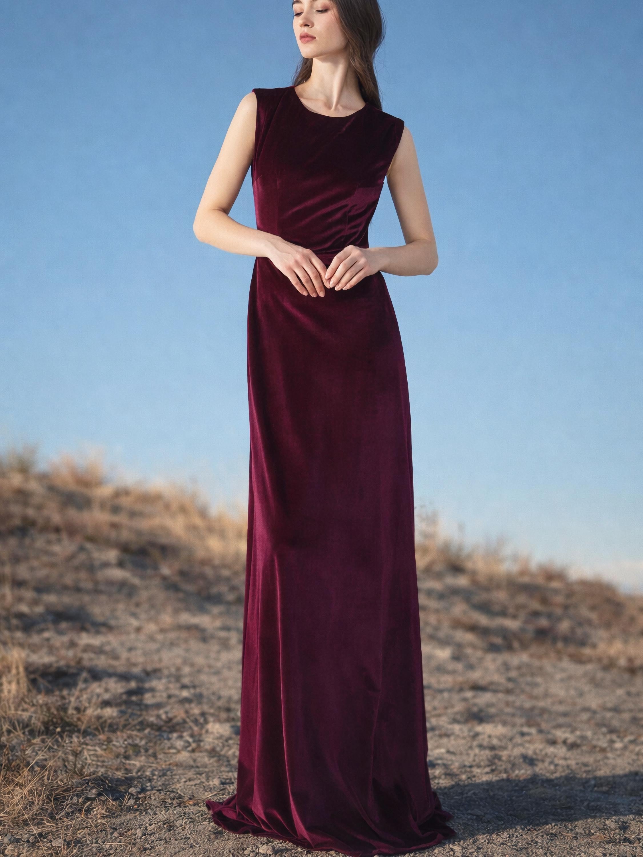Carnation Velvet Dress