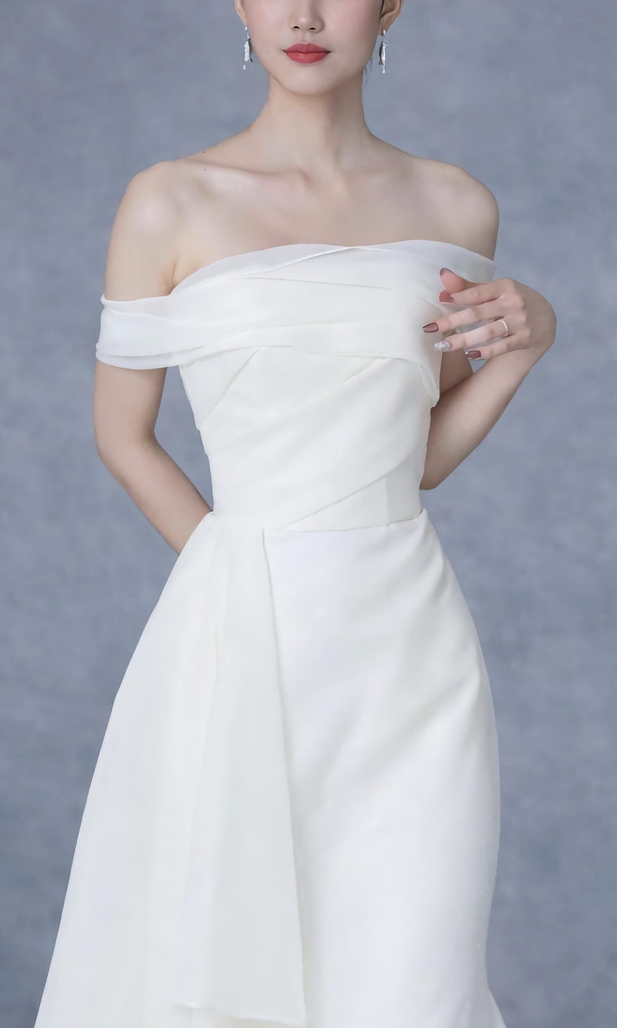 Organza Off Shoulder Elopement Dress
