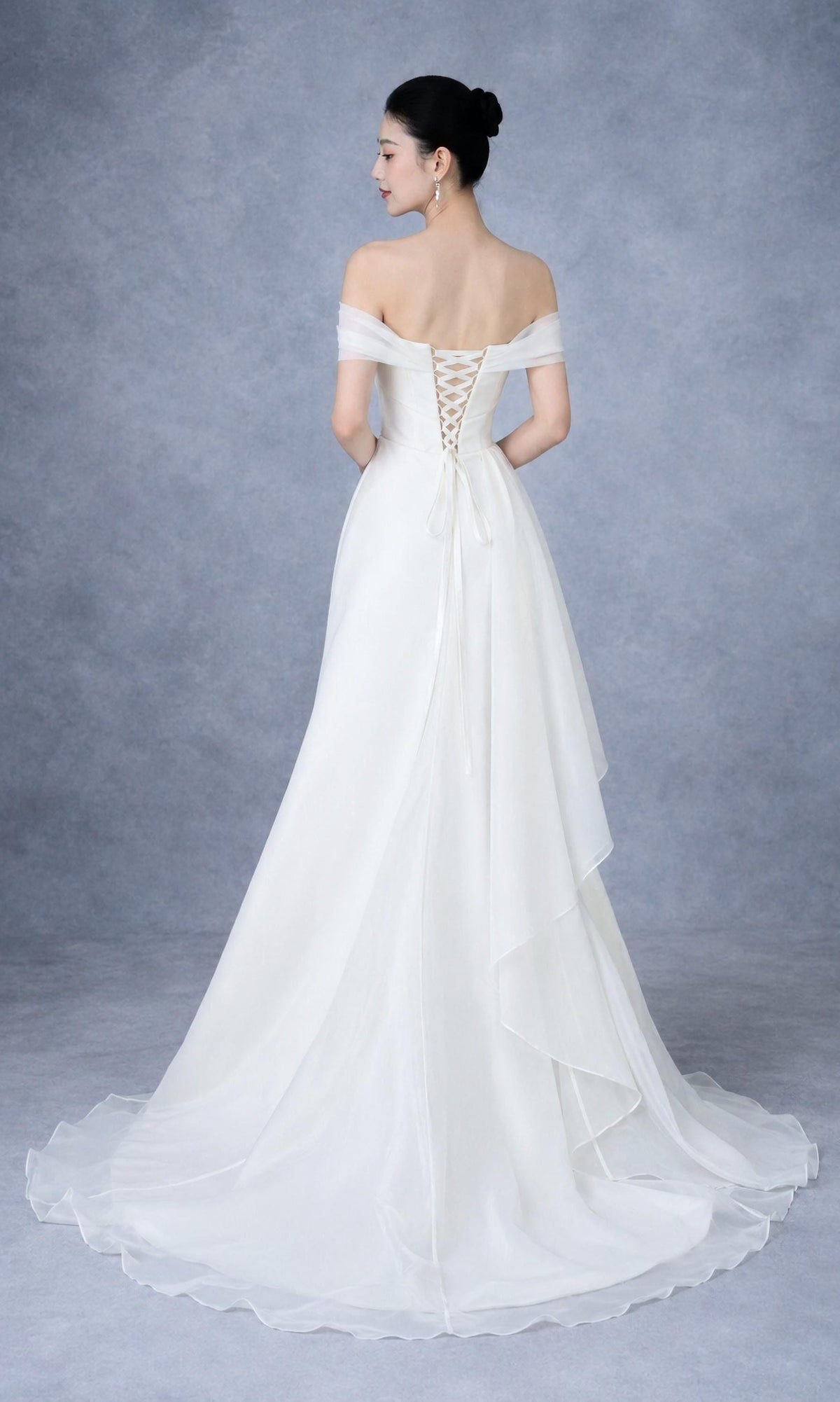 Organza Off Shoulder Elopement Dress