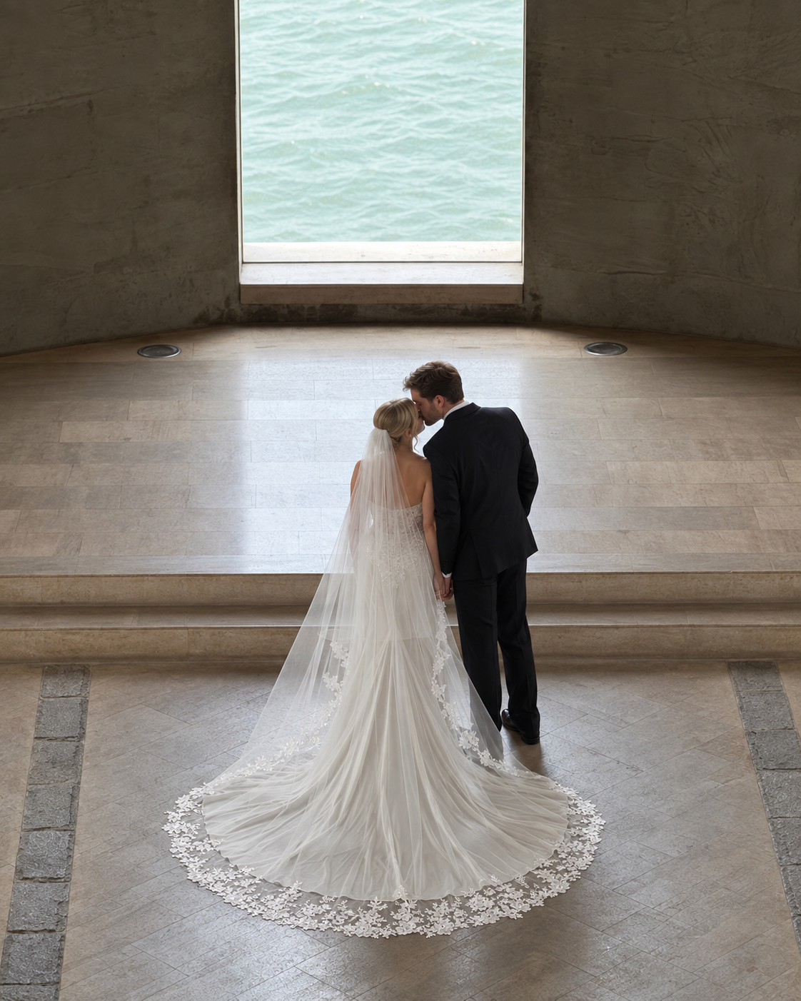 Floral Lace Wedding Veil with Blusher