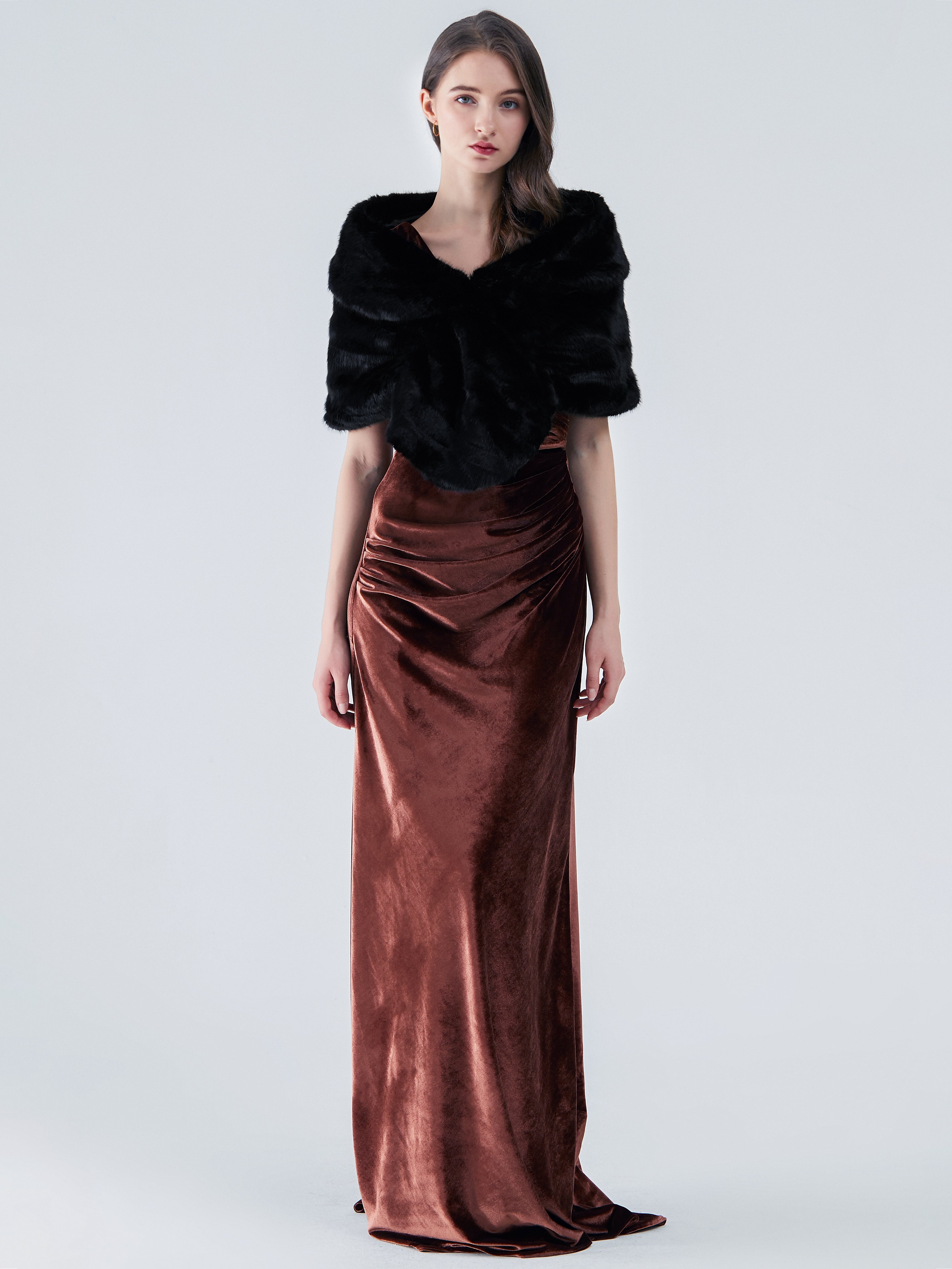 Black Faux Fur Bridal Wrap