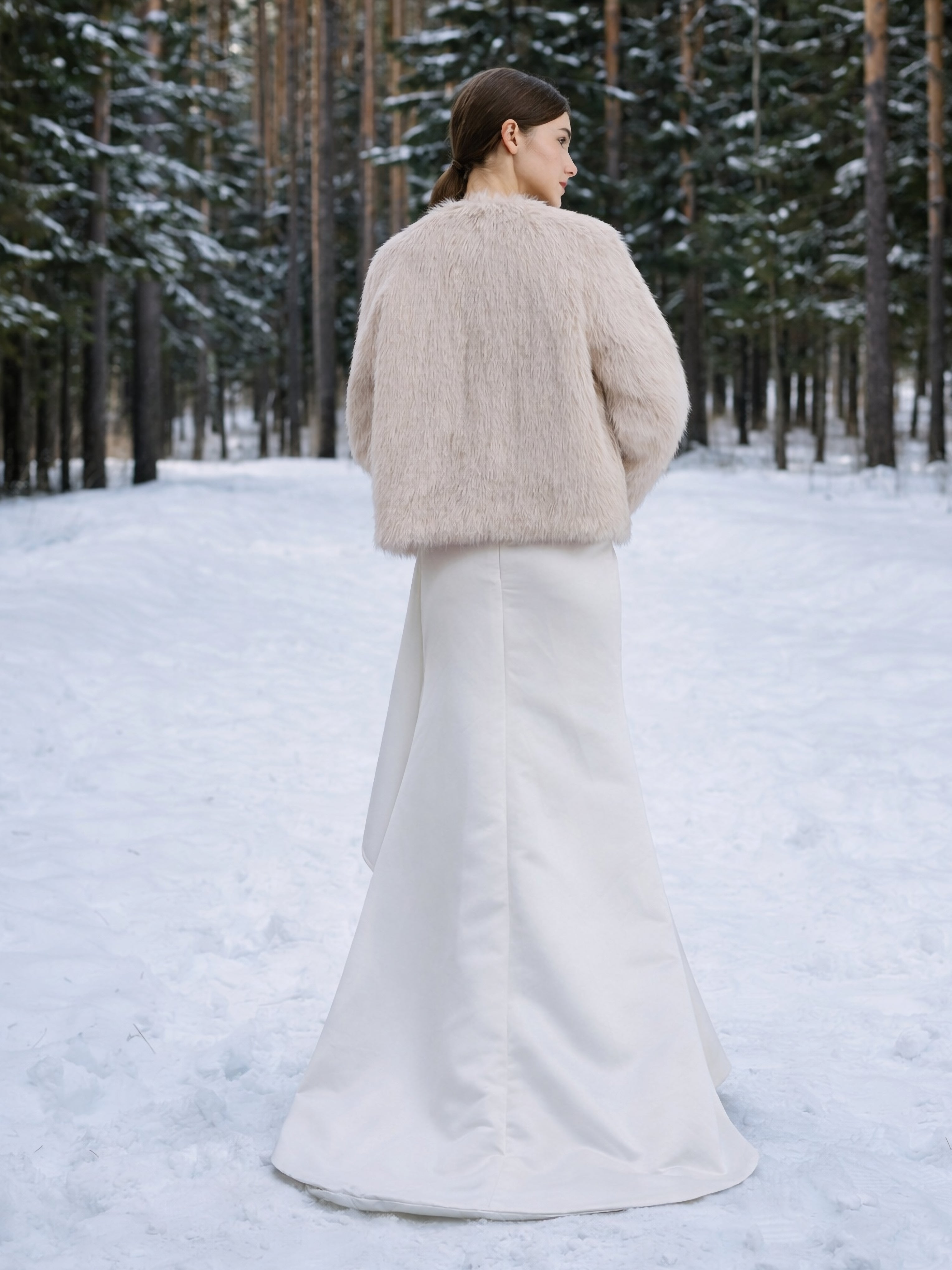 Bridal Blush Faux Fur Jacket with Long Sleeves
