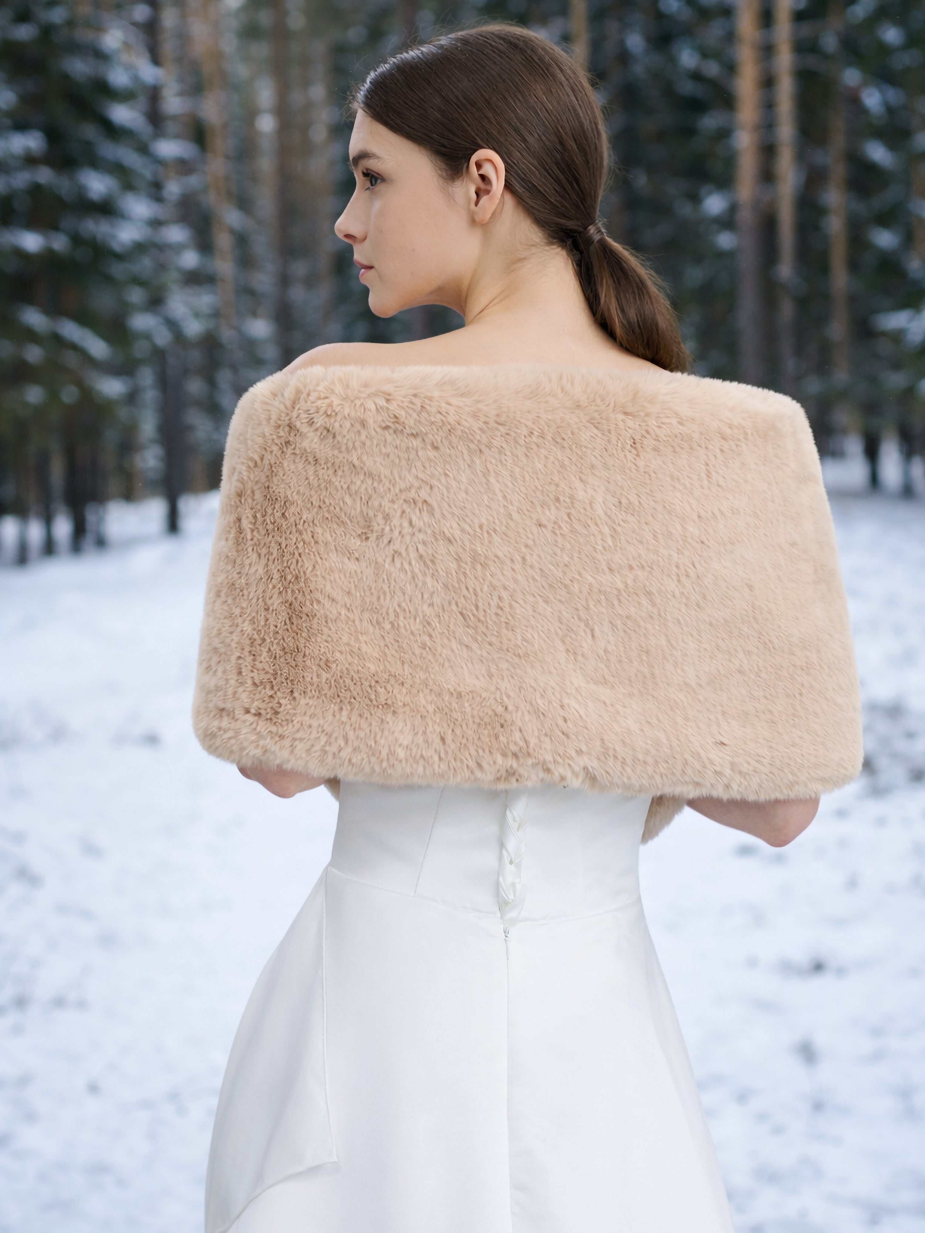 Blush Faux Fur Bridal Wrap