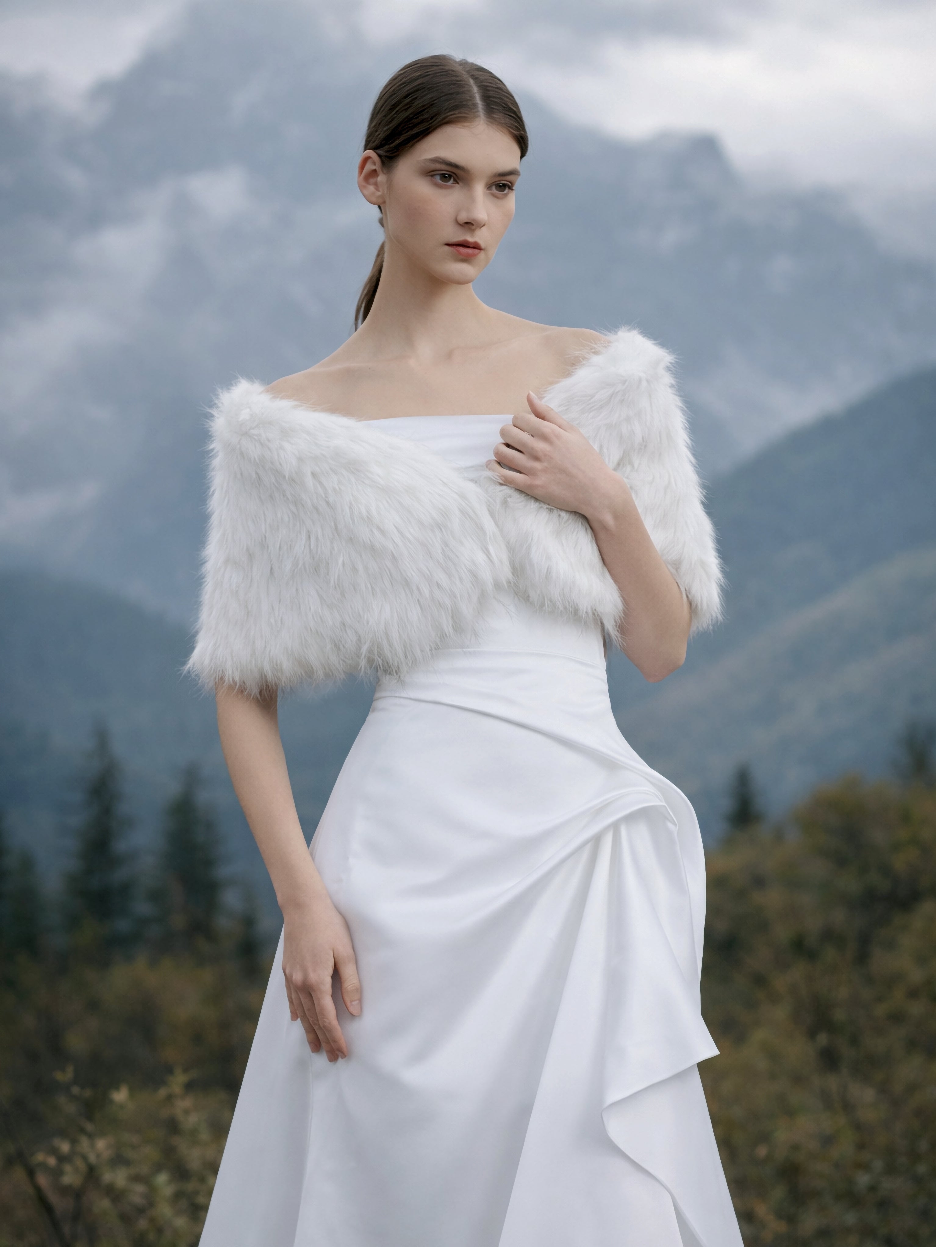 Ivory Faux Fur Bridal Wrap