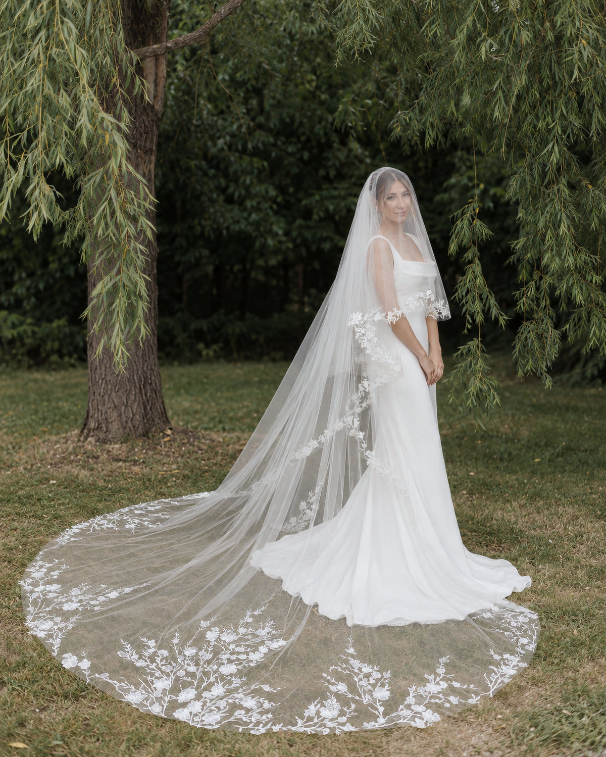 Floral Lace Blusher Veil