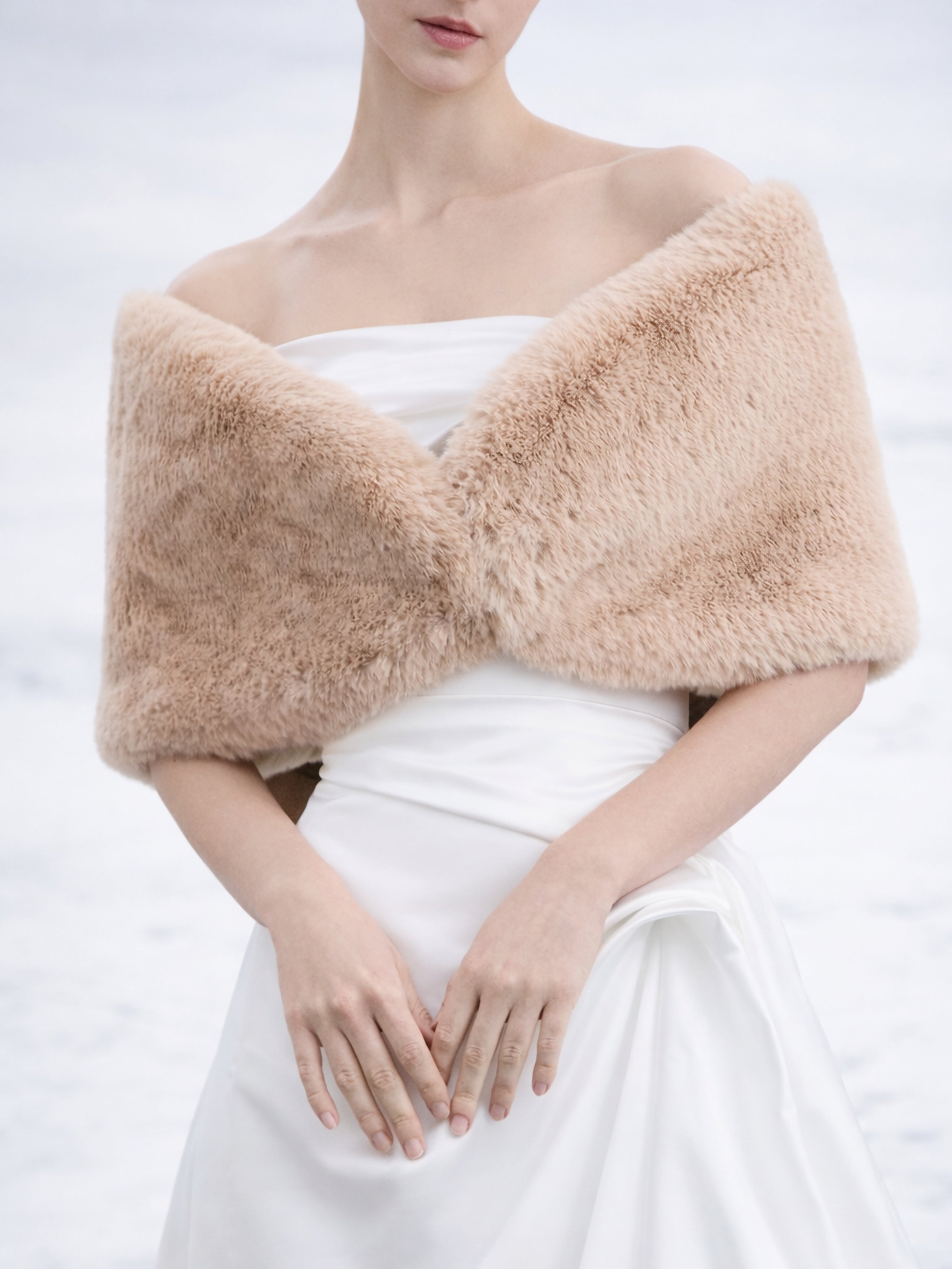 Blush Faux Fur Bridal Wrap