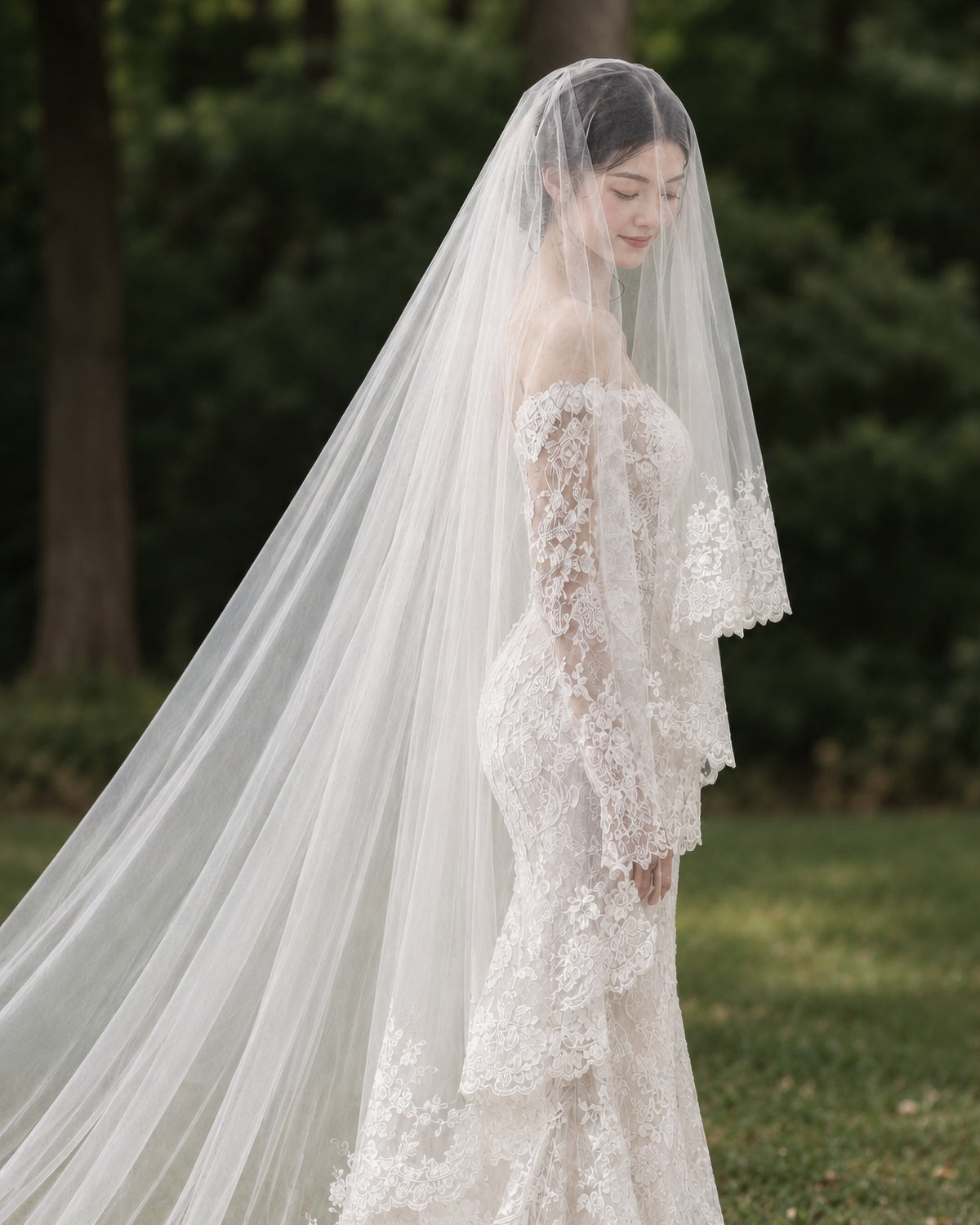 Lace Wedding Blusher Veil