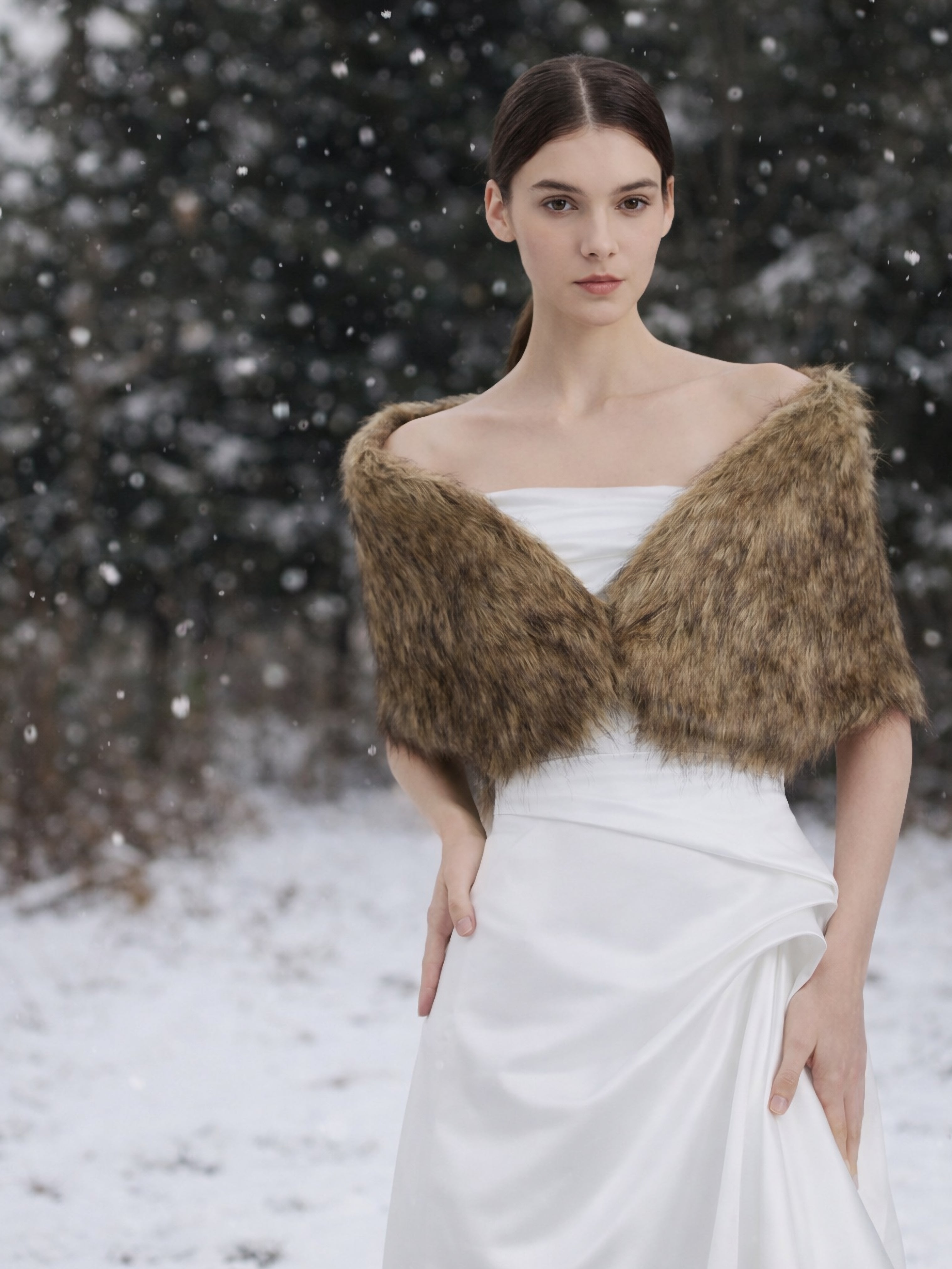 Brown Faux Fur Stole