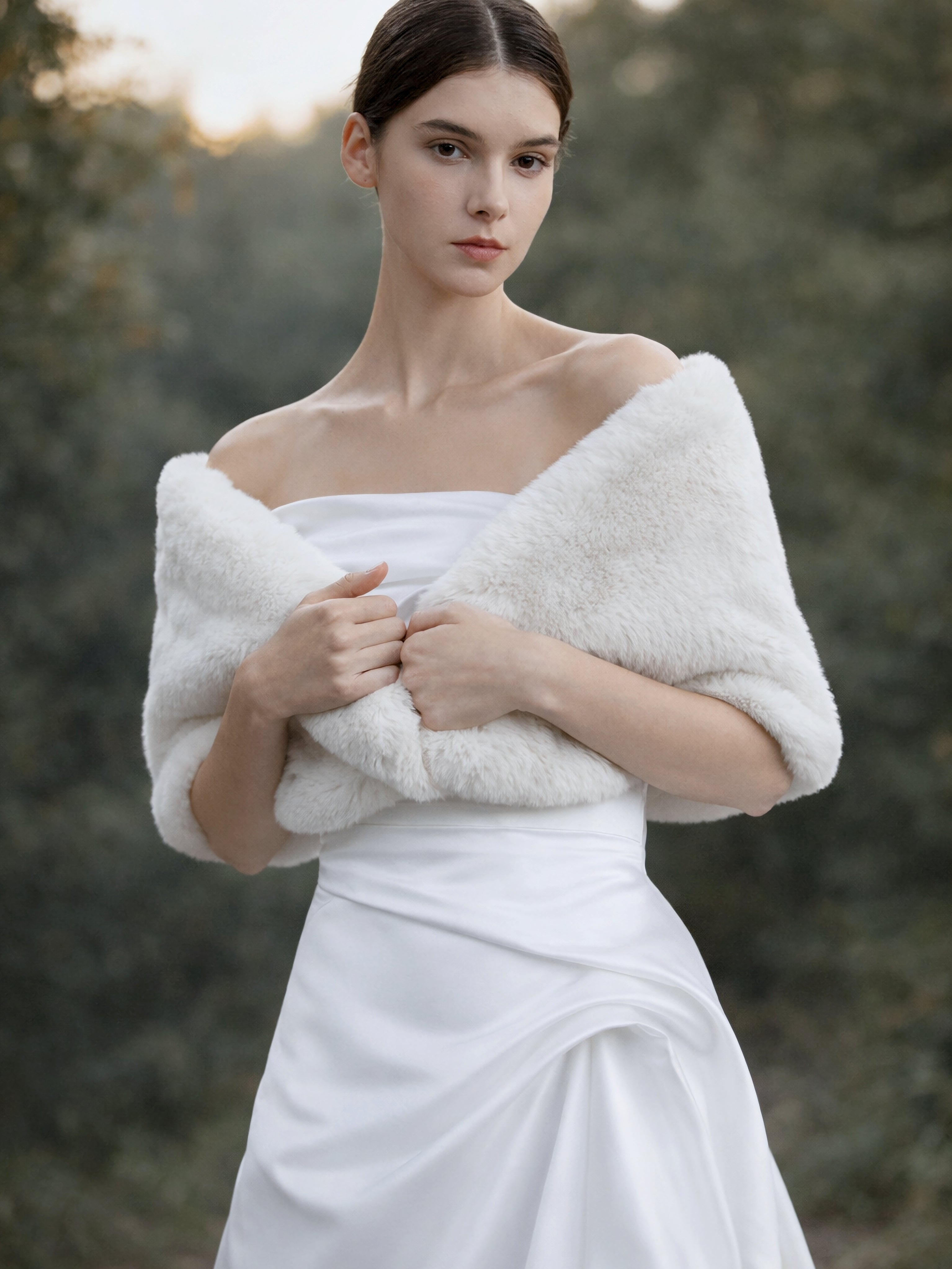 Ivory Faux Fur Bridal Wrap