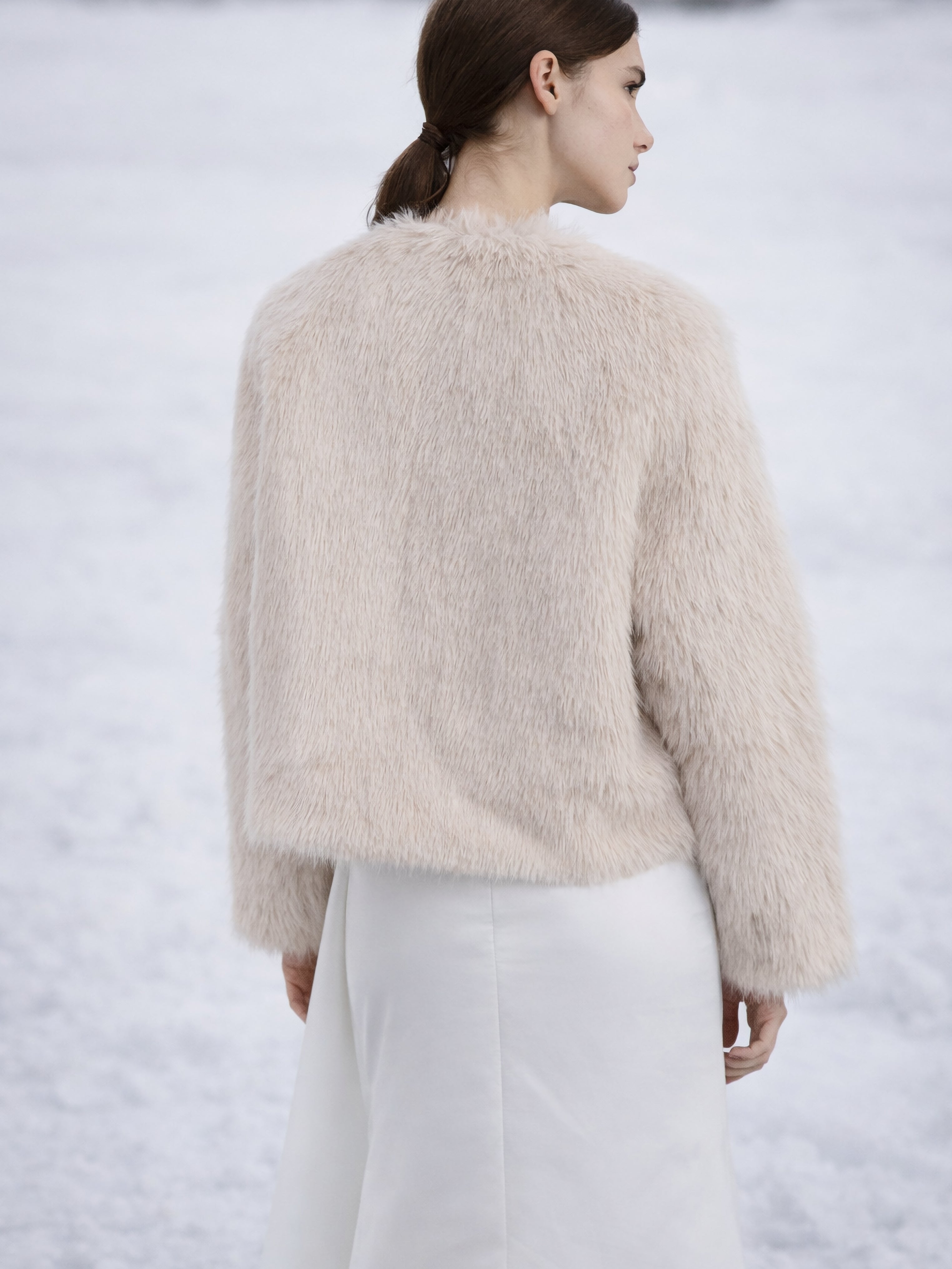 Bridal Blush Faux Fur Jacket with Long Sleeves