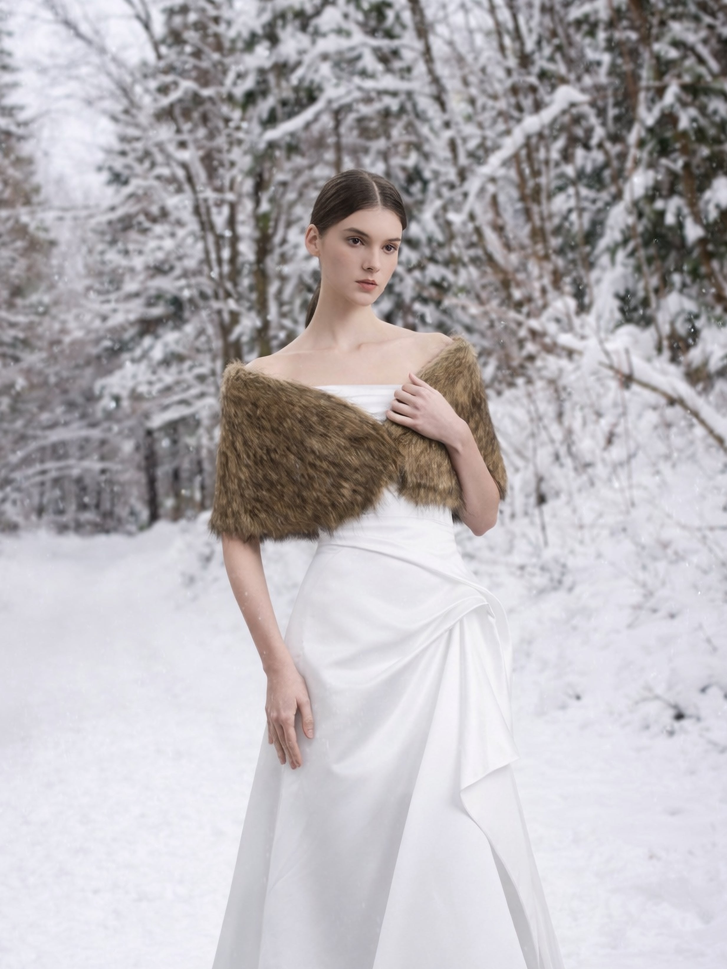 Brown Faux Fur Stole