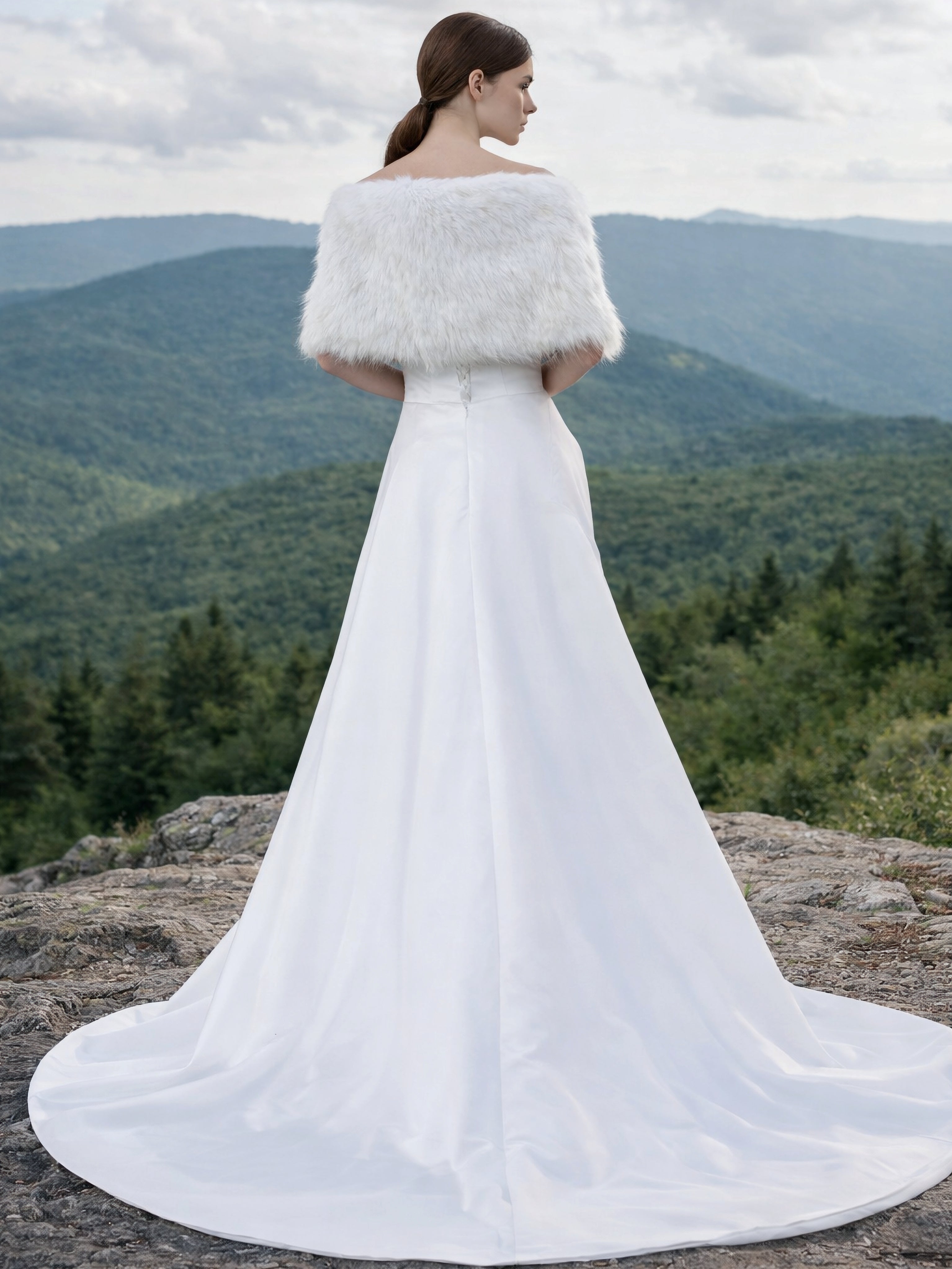 Ivory Faux Fur Bridal Wrap