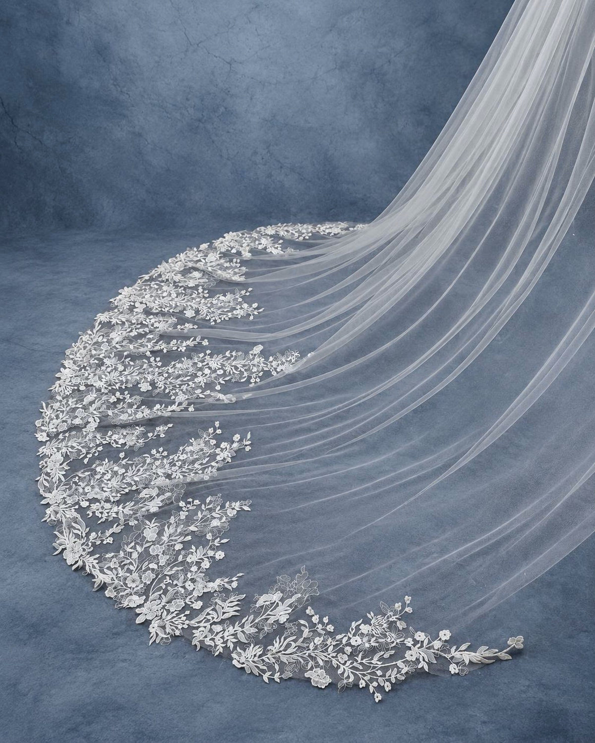 Floral Lace Appliqué Edge Wedding Veil