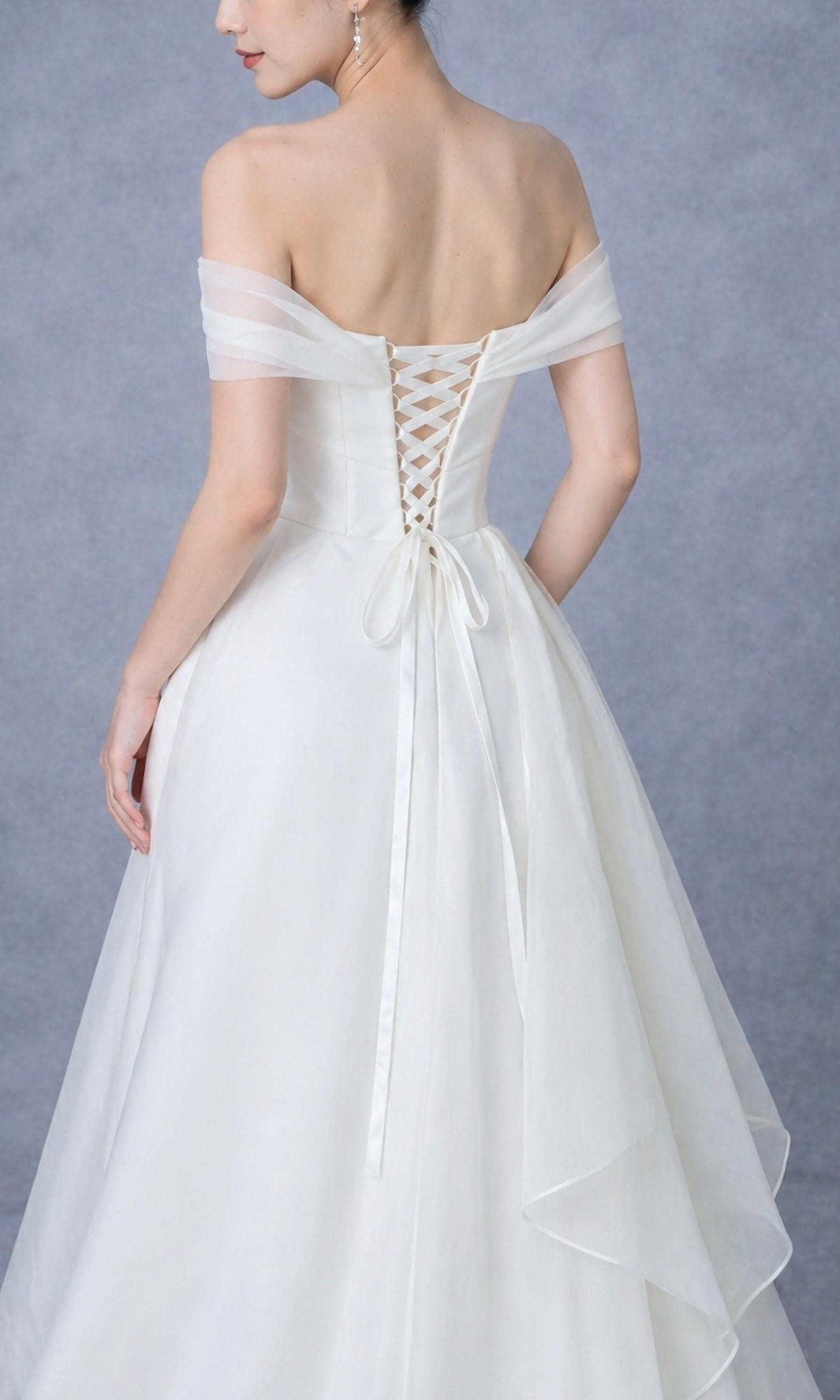 Organza Off Shoulder Elopement Dress